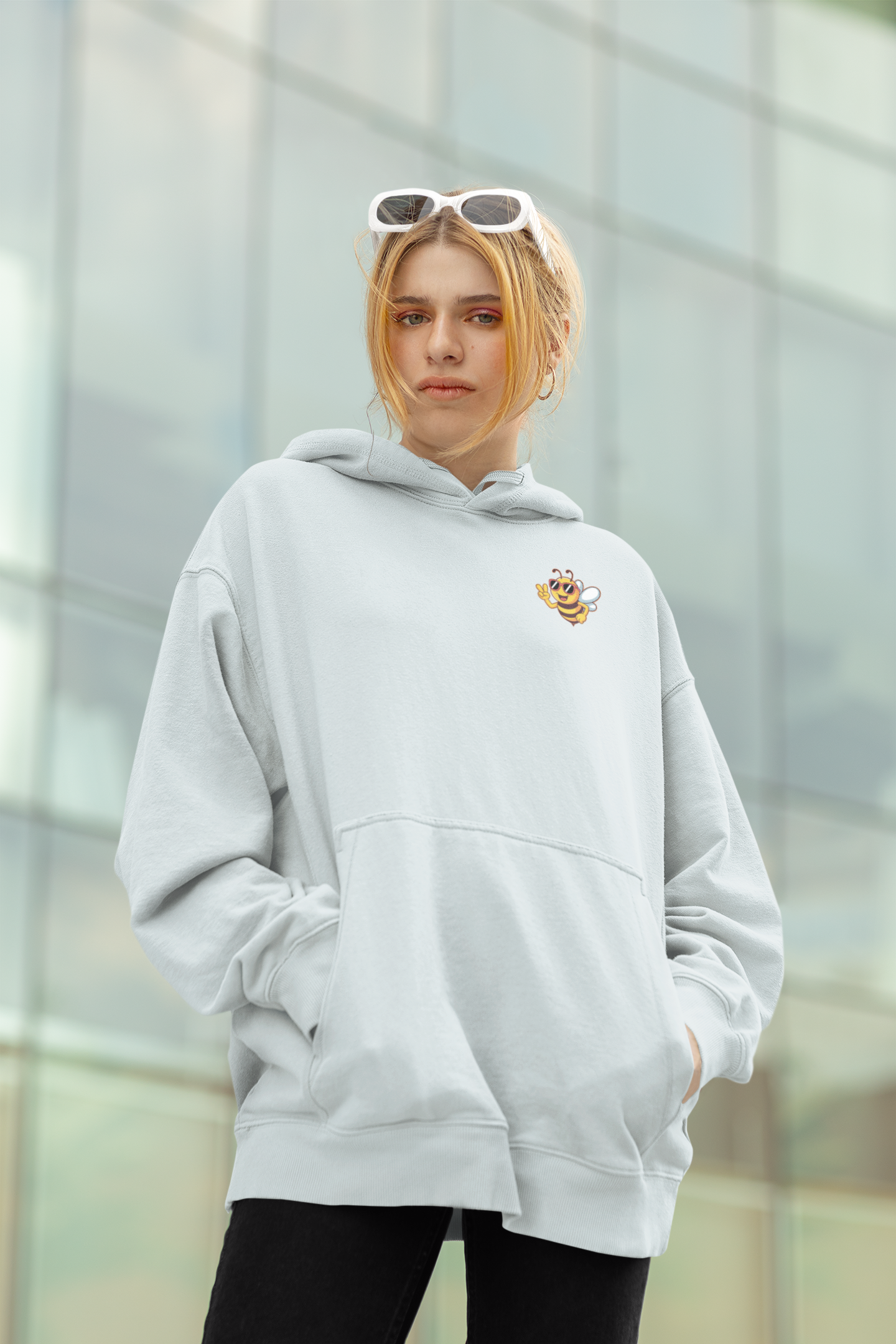 Biene BEE COOL Beidseitiger Druck - Unisex Erwachsenen Bio Oversized Hoodie SH