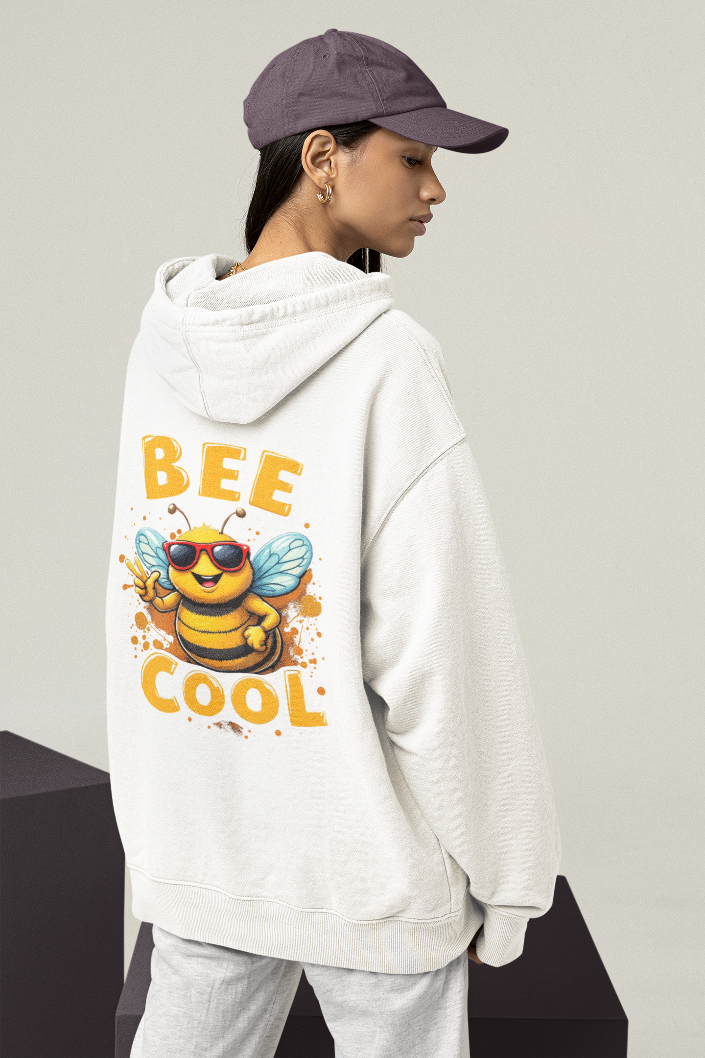 Biene BEE COOL Beidseitiger Druck - Unisex Erwachsenen Bio Oversized Hoodie SH