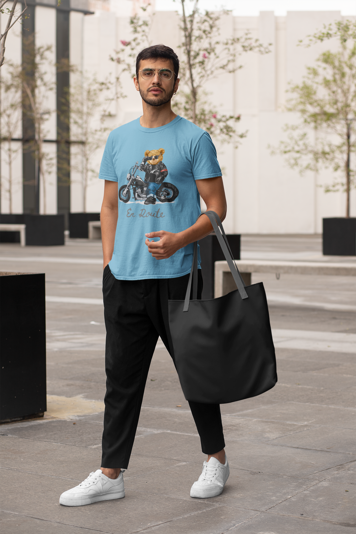 Biker Teddy En Route Front - Unisex Erwachsenen Bio Creator T-Shirt SH