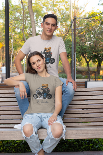 Biker Teddy En Route Front - Unisex Erwachsenen Bio Creator T-Shirt SH