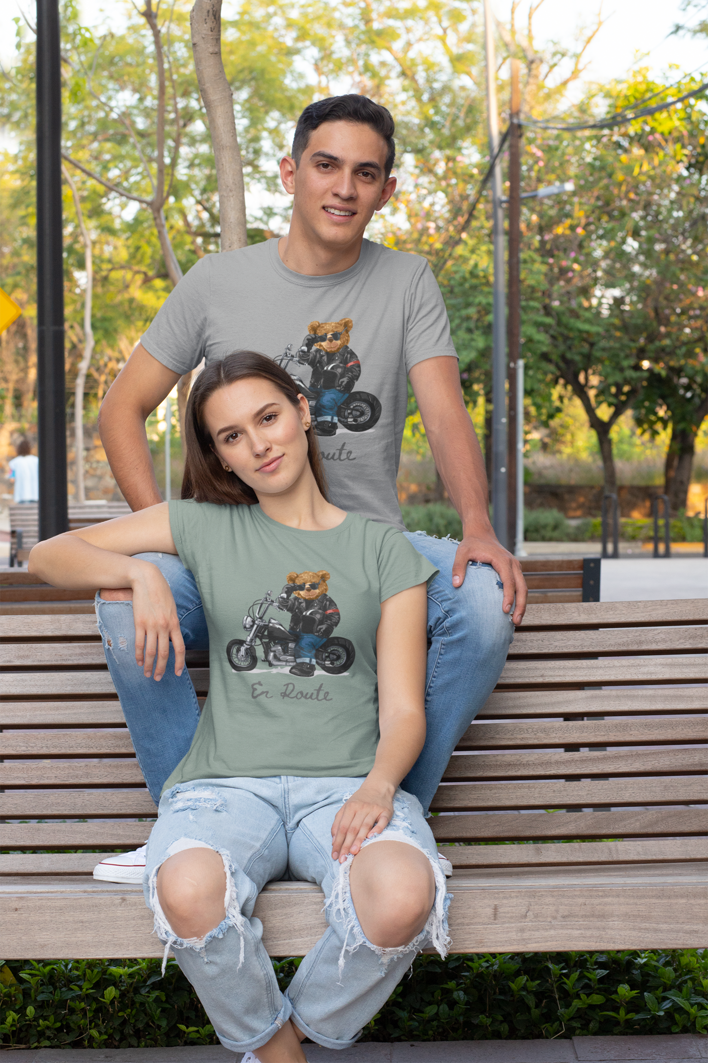 Biker Teddy En Route - Camiseta Creadora SK
