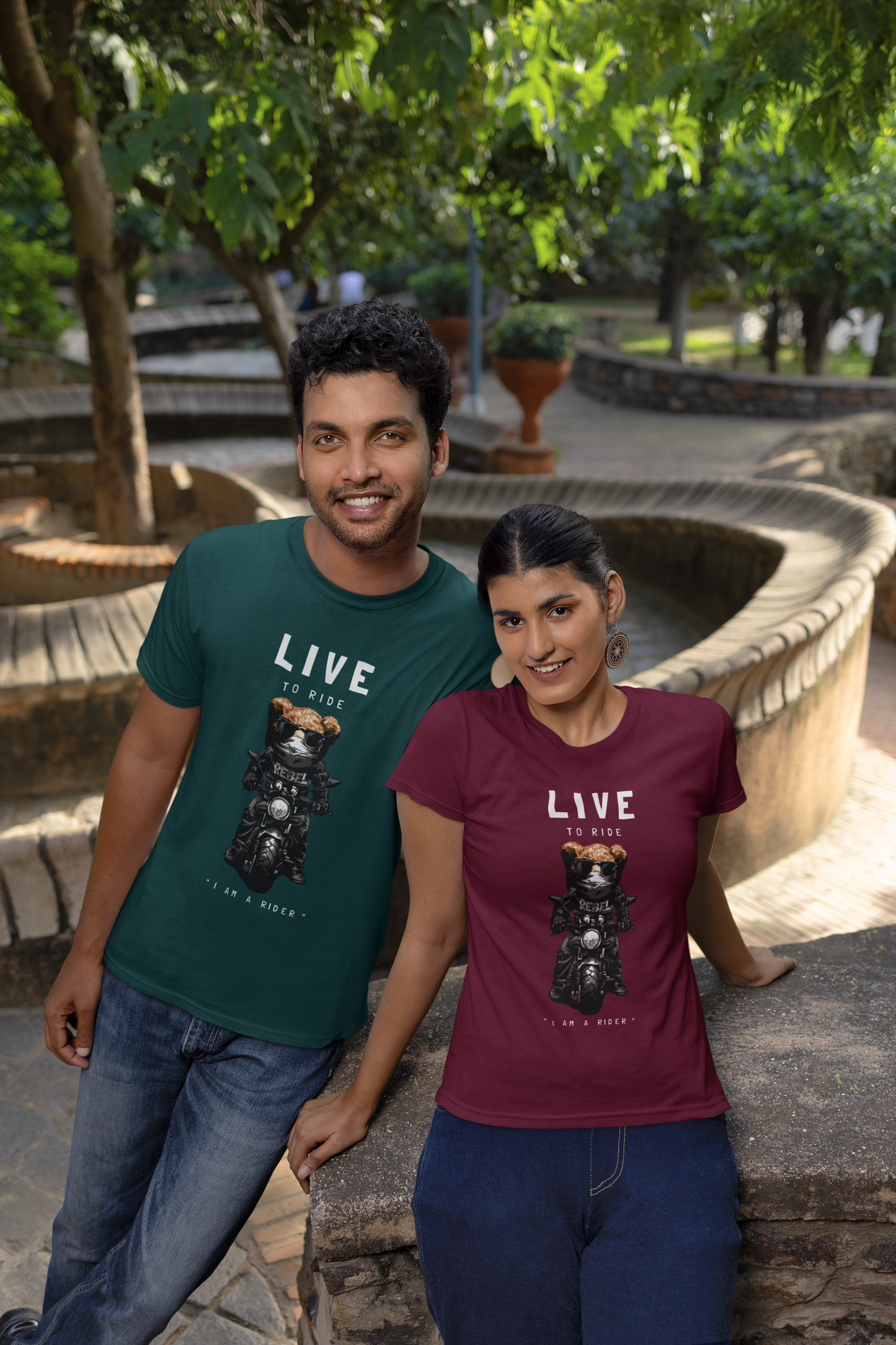 Biker Teddy Live to Ride Front - Unisex Erwachsenen Bio Baumwolle Kurzarm Shirt Creator T-Shirt 2.0 ST/St SH