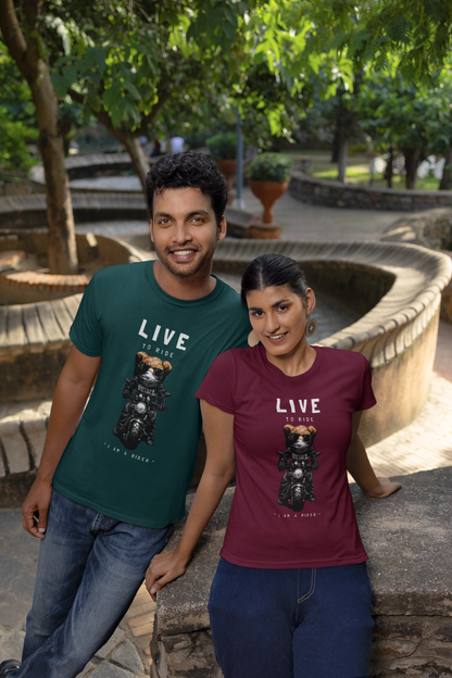 Biker Teddy Live to Ride Front - Unisex Erwachsenen Bio Baumwolle Kurzarm Shirt Creator T-Shirt 2.0 ST/St SH