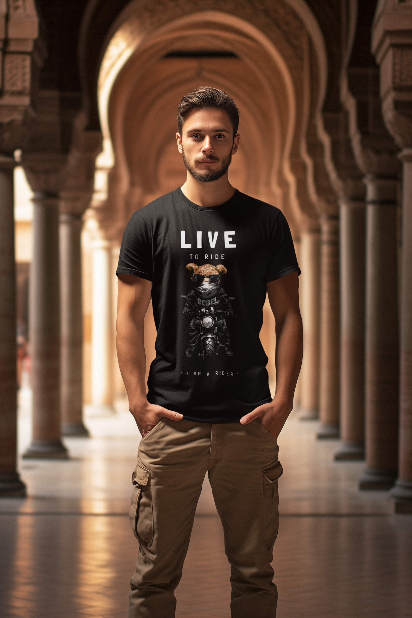 Biker Teddy Live to Ride Creator Camiseta