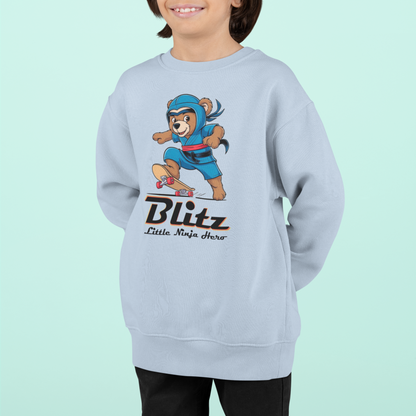 Teddy Blitz LNH Kinder Pullover Bio Baumwolle Hochwertig Langlebig - Teddy Blitz Little Ninja Skater Hero - Mini Changer Sweatshirt ST/ST SH