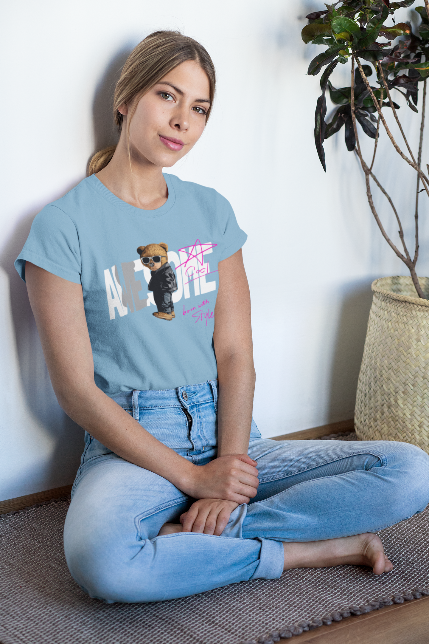 Born with Style Teddy 2.0 Front - Unisex Erwachsenen Bio Baumwolle Kurzarm Shirt Creator T-Shirt 2.0 ST/St SH