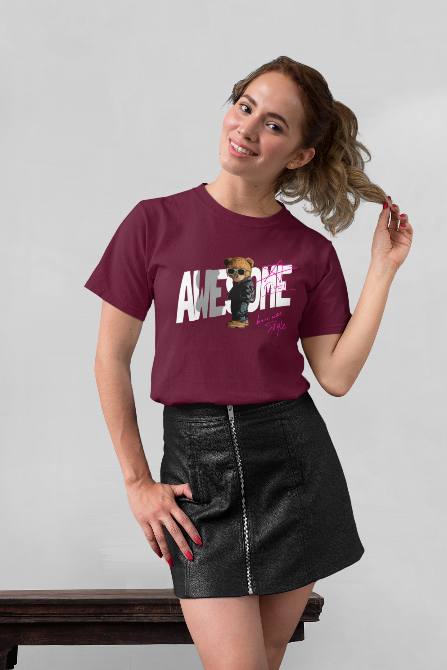 Born with Style Teddy 2.0 Front - Unisex Erwachsenen Bio Baumwolle Kurzarm Shirt Creator T-Shirt 2.0 ST/St SH