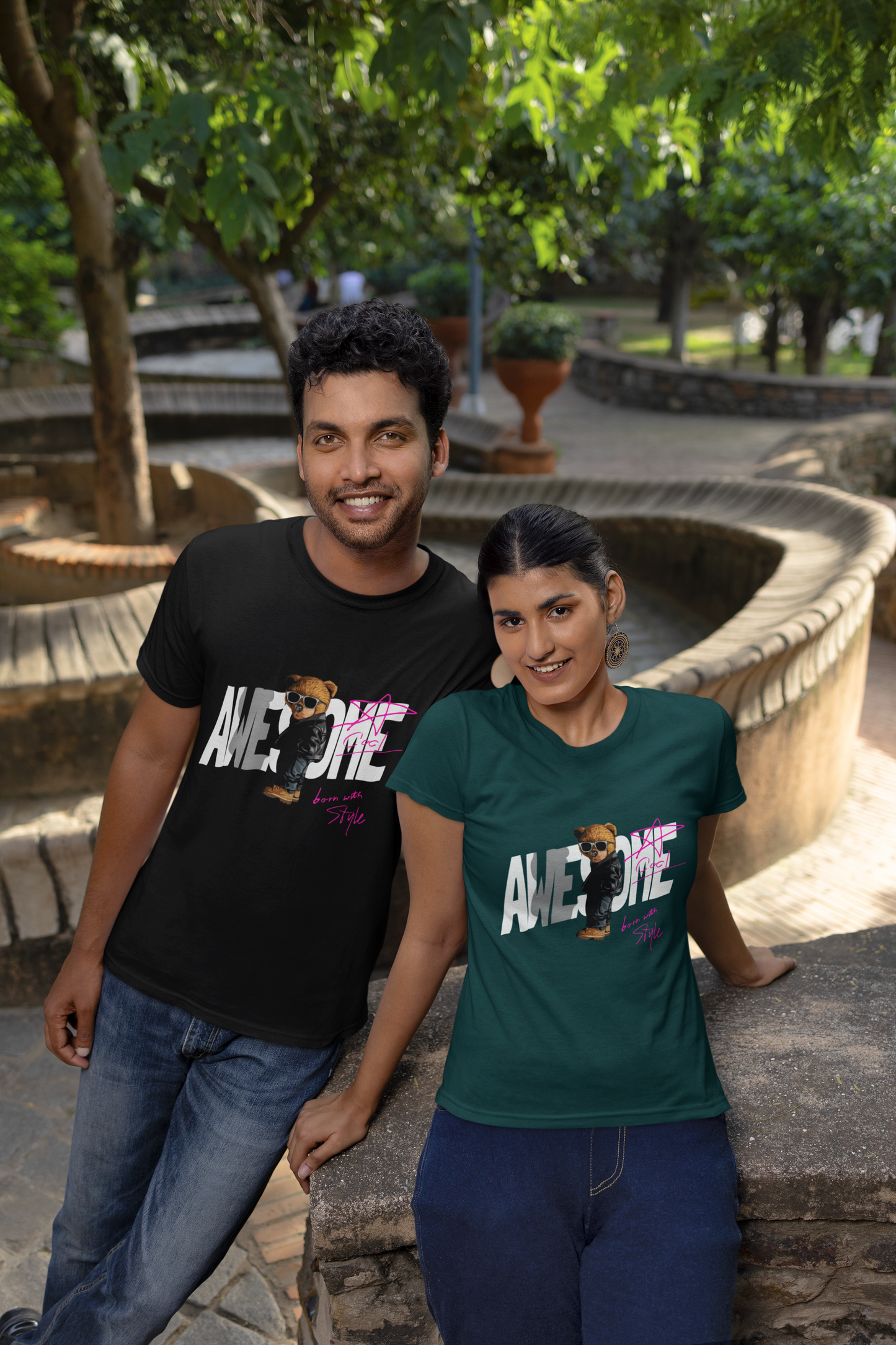 Born with Style Teddy Front - Unisex Erwachsenen Bio Baumwolle Kurzarm Shirt Creator T-Shirt 2.0 ST/St SH