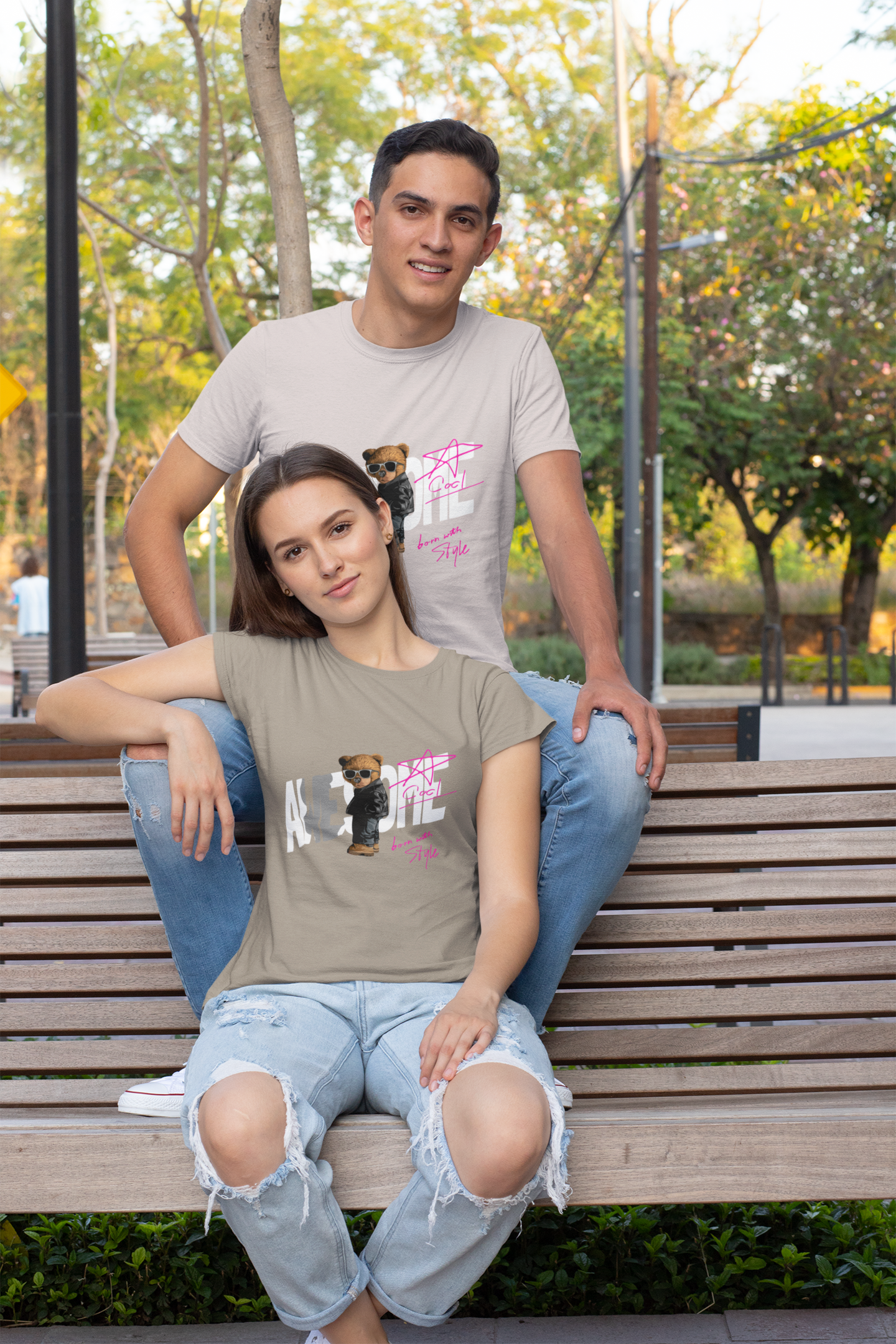 Born with Style Teddy Front - Unisex Erwachsenen Bio Baumwolle Kurzarm Shirt Creator T-Shirt 2.0 ST/St SH