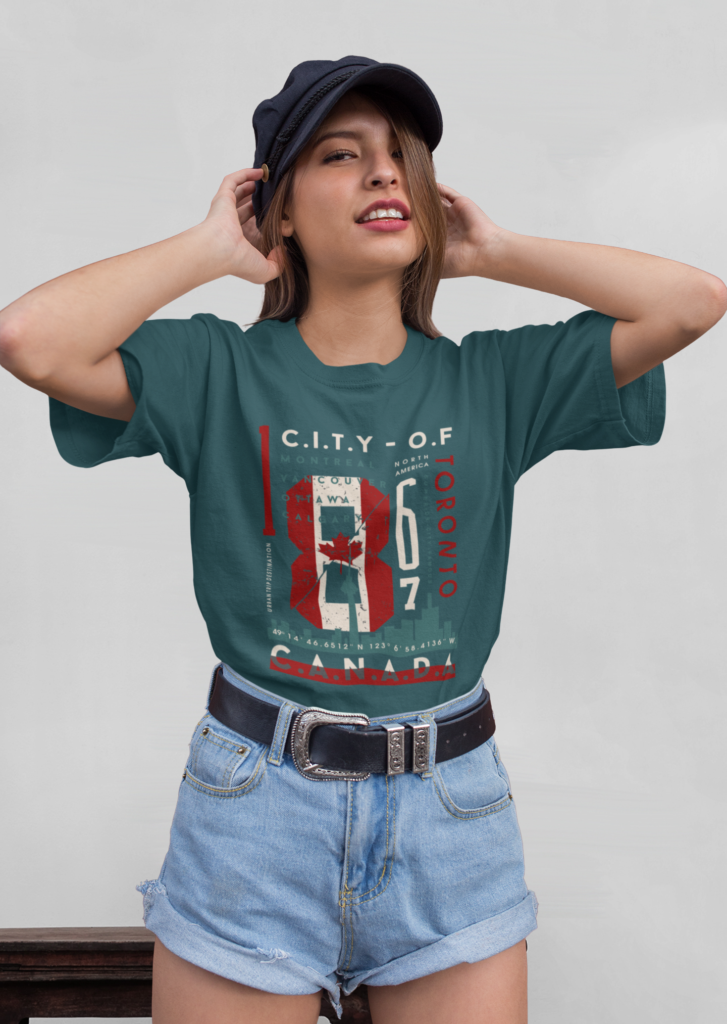 CITY OF Montreal Toronto Front - Unisex Erwachsenen Bio Baumwolle Kurzarm Shirt Creator T-Shirt 2.0 ST/St SK