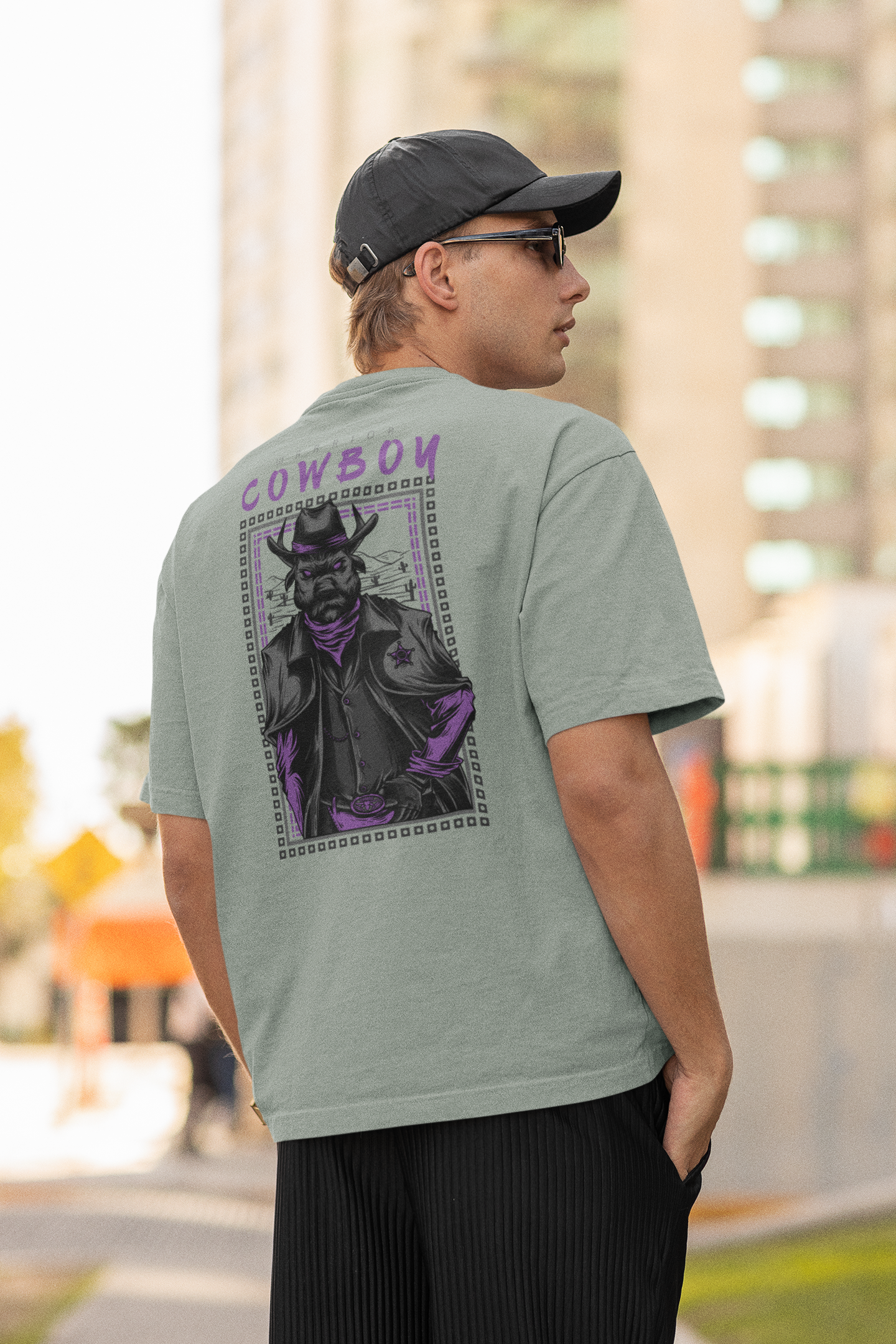 COWBOY DOG Warrior Streetwear Backprint - Freestyler Bio Oversized Unisex T-Shirt Erwachsene SH