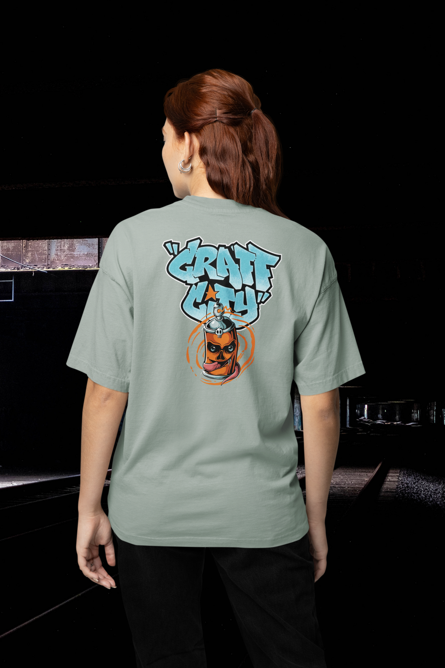 CRAFT CITY SKULL SPRAY Streetwear Backprint - Freestyler Bio Oversized Unisex T-Shirt Erwachsene SH
