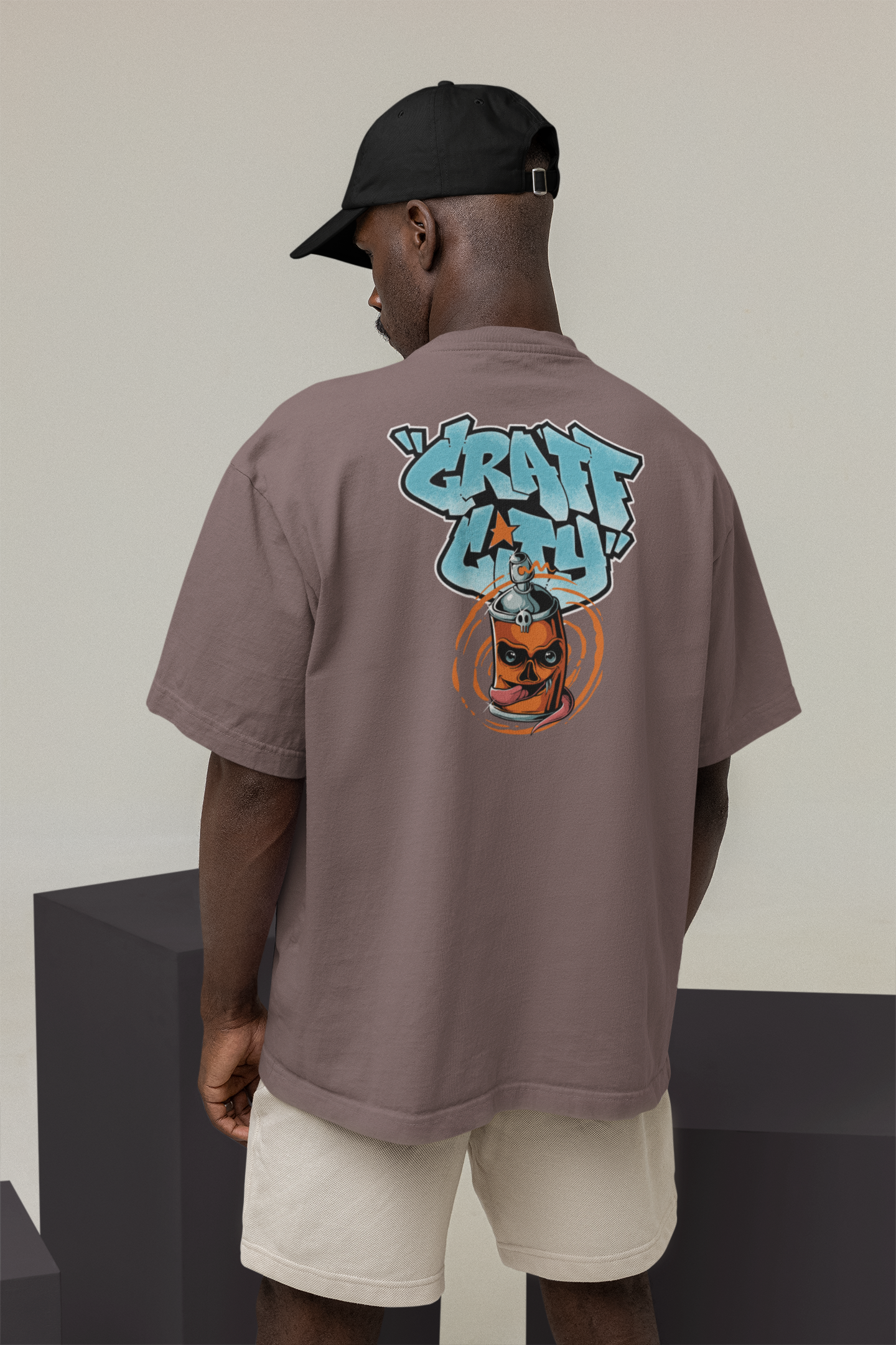 CRAFT CITY SKULL SPRAY Streetwear Backprint - Freestyler Bio Oversized Unisex T-Shirt Erwachsene SH