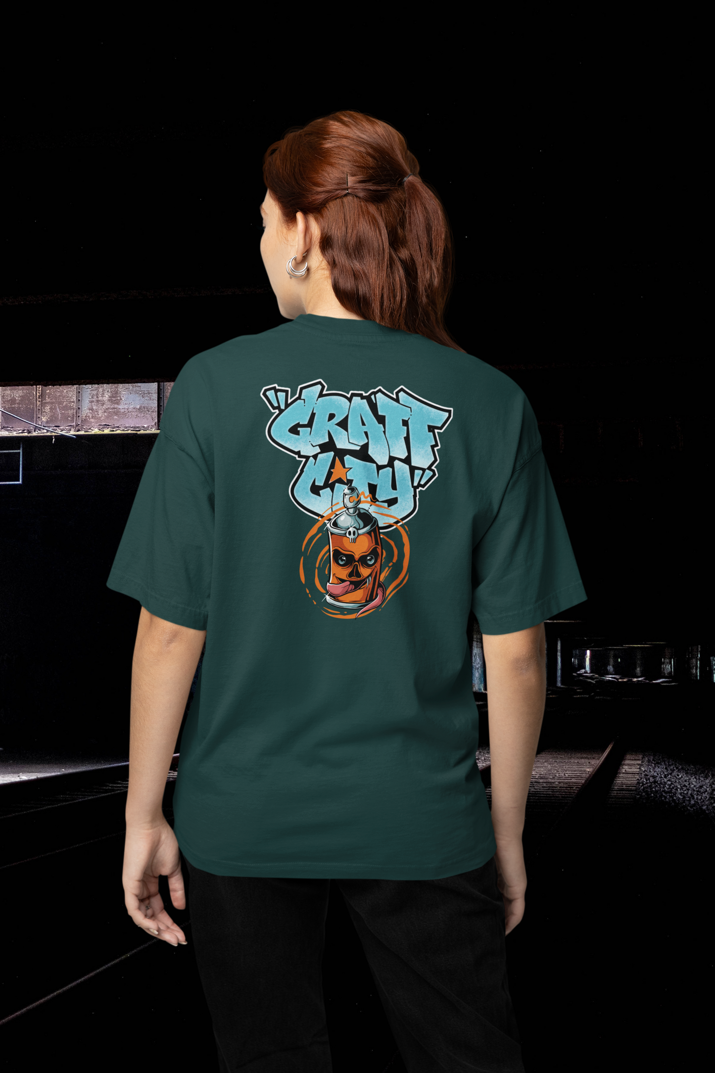 CRAFT CITY SKULL SPRAY Streetwear Backprint - Freestyler Bio Oversized Unisex T-Shirt Erwachsene SH