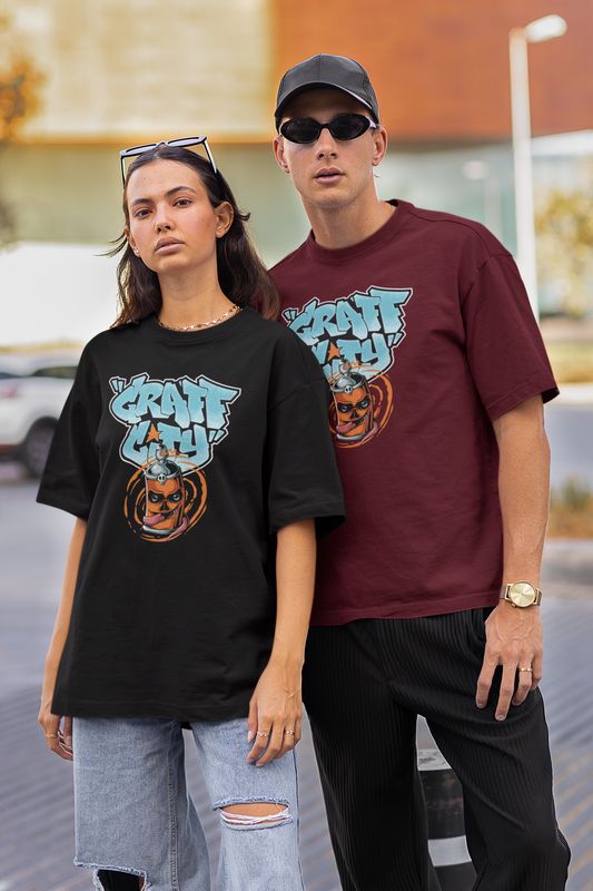 CRAFT CITY SKULL SPRAY Streetwear Frontprint - Freestyler Bio Oversized Unisex T-Shirt Erwachsene SH