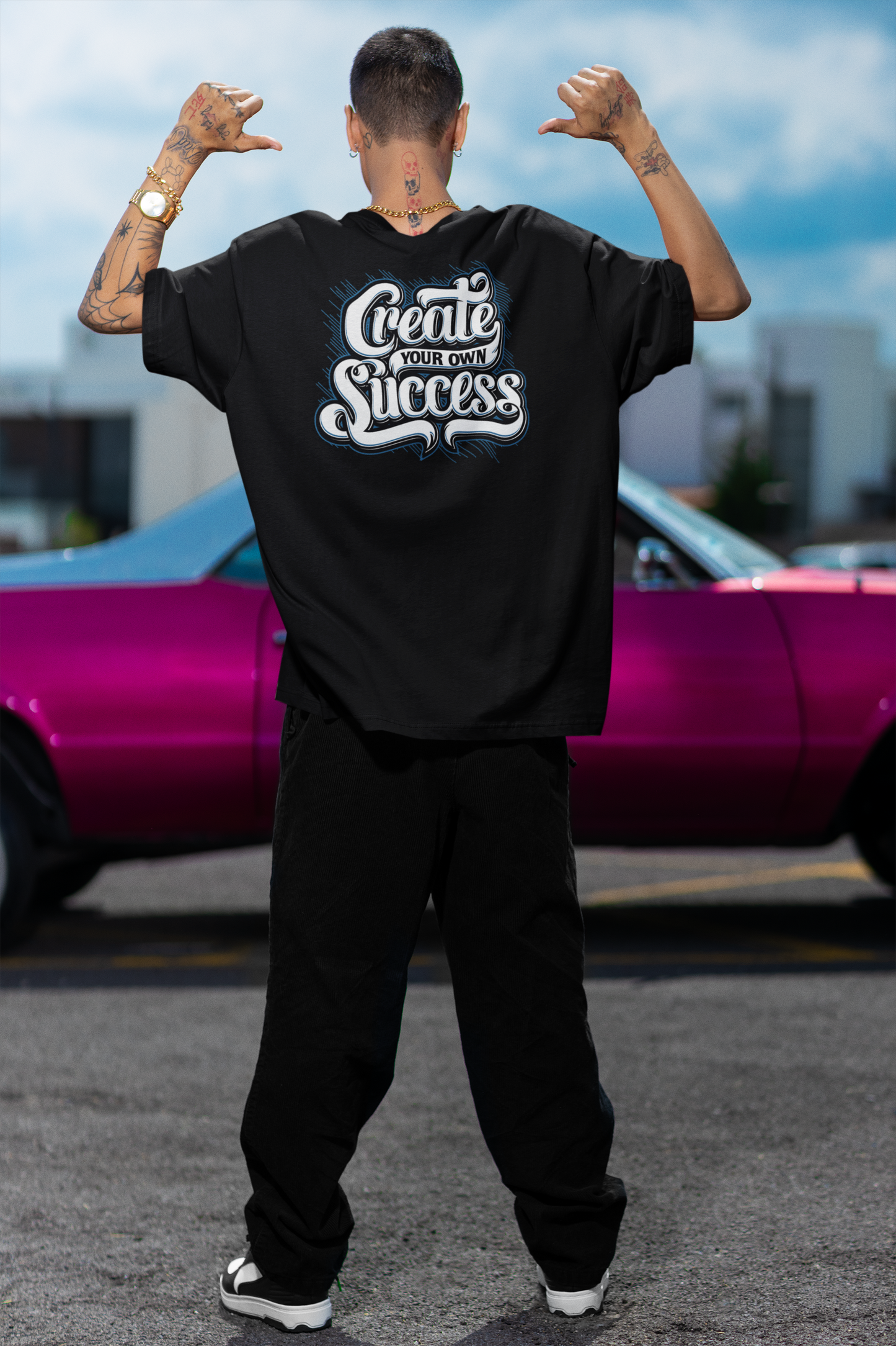 CREATE YOUR OWN SUCCESS Streetwear Backprint - Freestyler Bio Oversized Unisex T-Shirt Erwachsene SH
