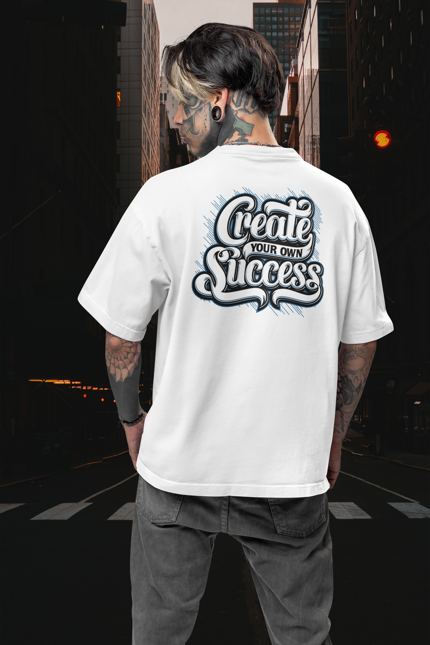 CREATE YOUR OWN SUCCESS Streetwear Backprint - Freestyler Bio Oversized Unisex T-Shirt Erwachsene SH