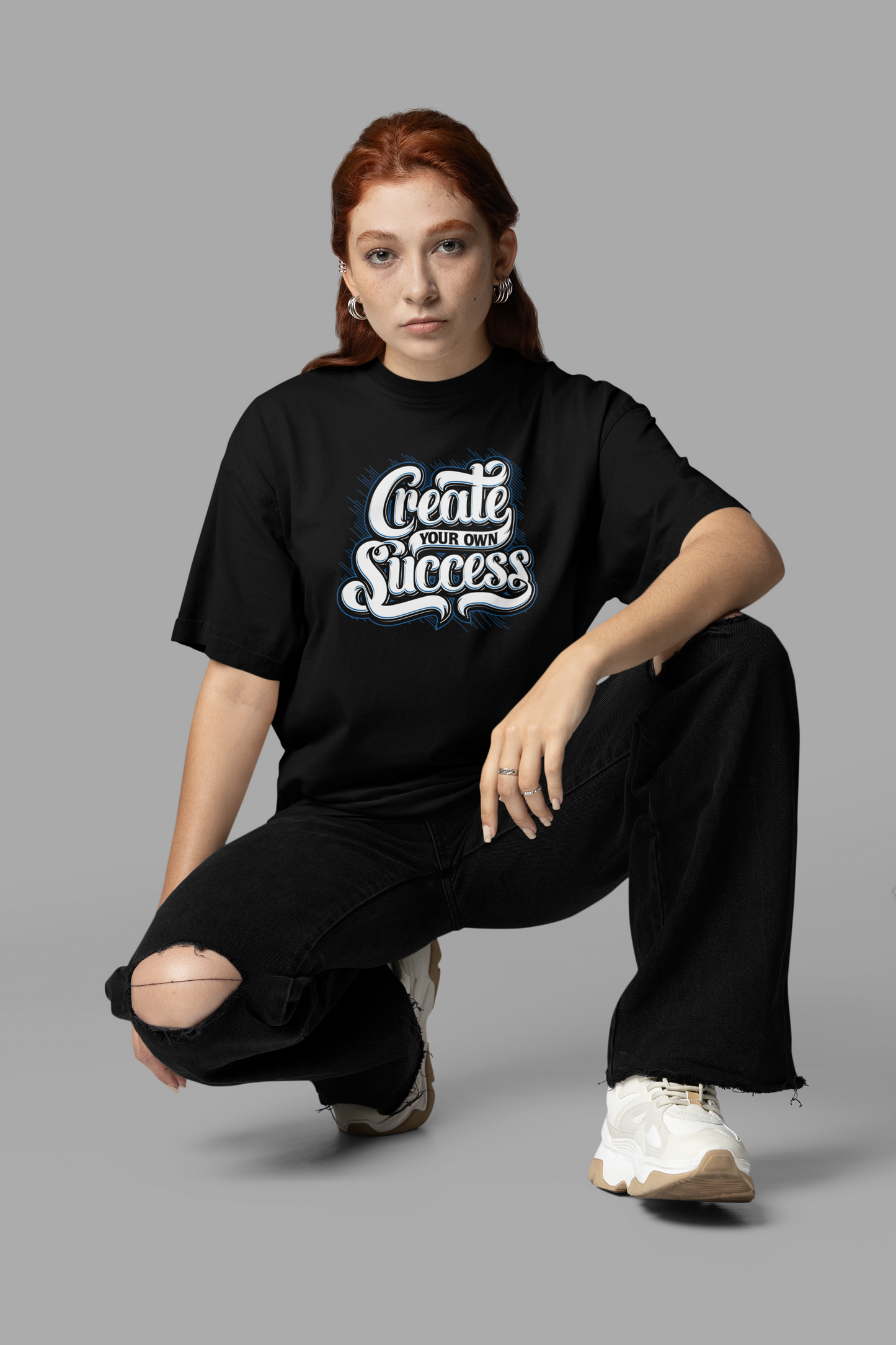 CREATE YOUR OWN SUCCESS Streetwear Frontprint - Freestyler Bio Oversized Unisex T-Shirt Erwachsene SH