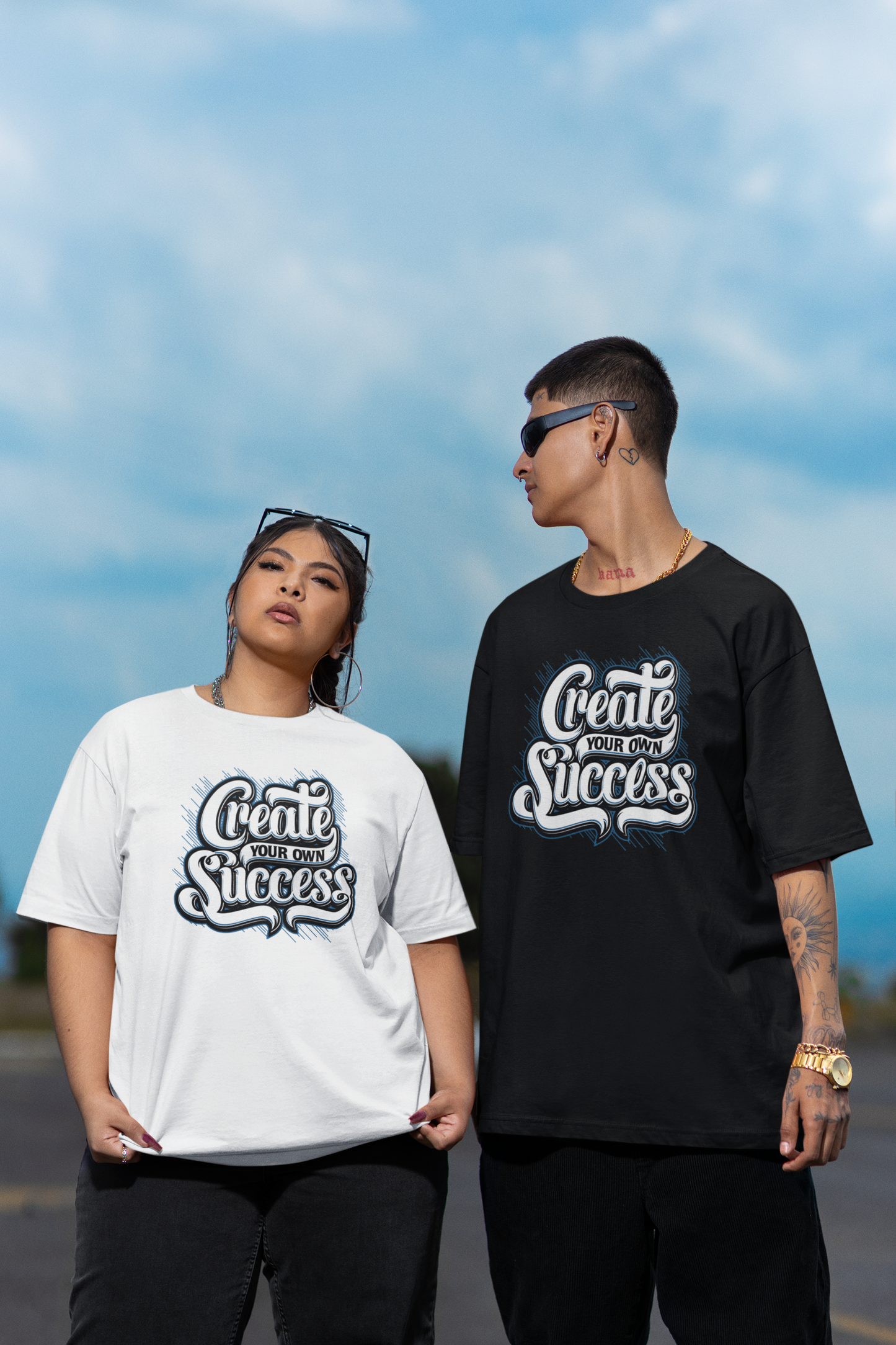 CREATE YOUR OWN SUCCESS Streetwear Frontprint - Freestyler Bio Oversized Unisex T-Shirt Erwachsene SH