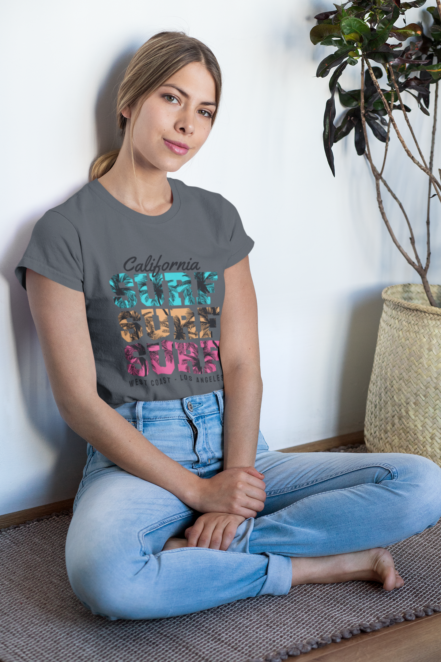 California Surf Sunset Front - Unisex Erwachsenen Bio Baumwolle Kurzarm Shirt Creator T-Shirt 2.0 ST/ST SH