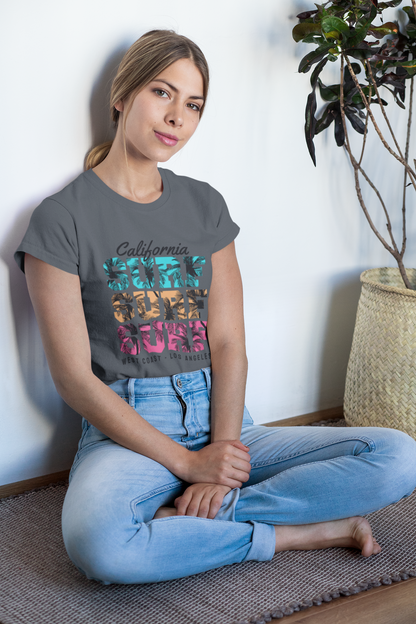 California Surf Sunset Front - Unisex Erwachsenen Bio Baumwolle Kurzarm Shirt Creator T-Shirt 2.0 ST/ST SH
