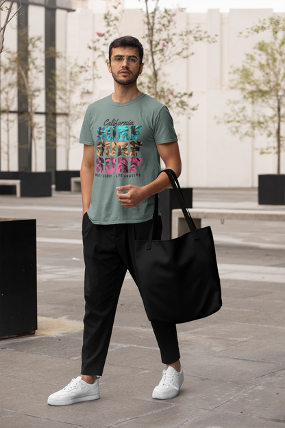California Surf Sunset Front - Unisex Erwachsenen Bio Baumwolle Kurzarm Shirt Creator T-Shirt 2.0 ST/ST SH