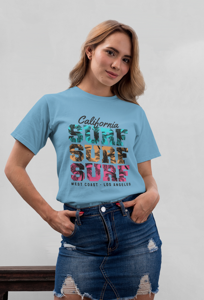 California Surf Sunset Front - Unisex Erwachsenen Bio Baumwolle Kurzarm Shirt Creator T-Shirt 2.0 ST/ST SH
