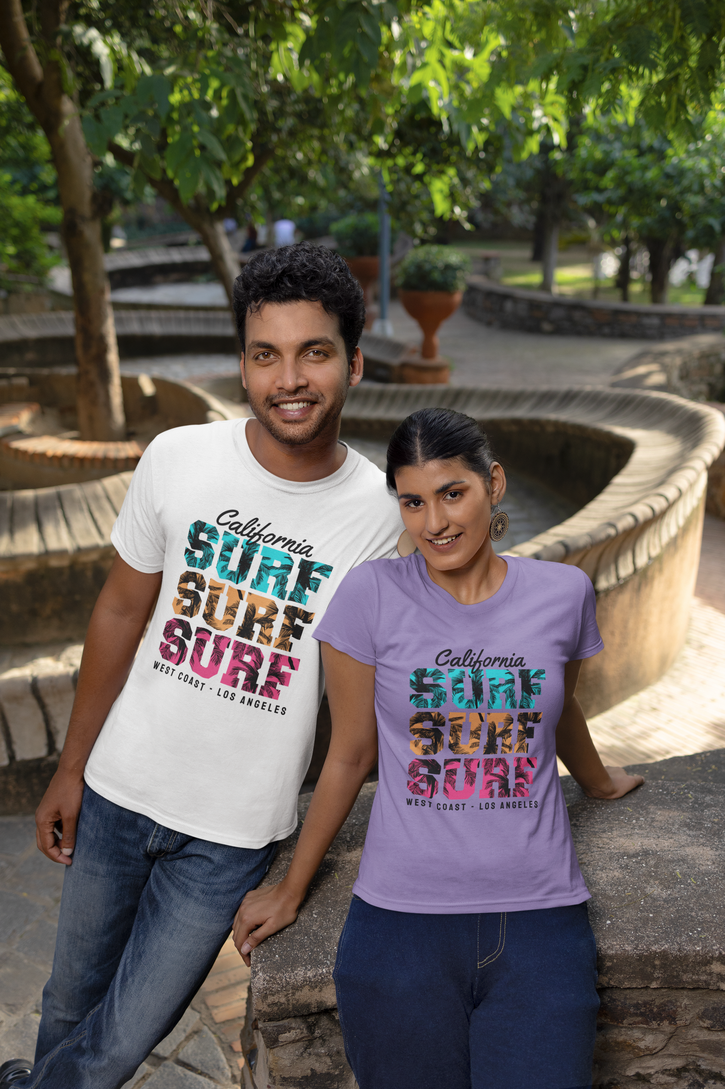 California Surf Sunset Front - Unisex Erwachsenen Bio Baumwolle Kurzarm Shirt Creator T-Shirt 2.0 ST/ST SH