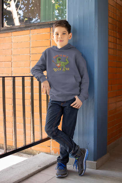 Cartoon Dinosaurier Born to be a Rock Star Kinder Hoodie Pullover Bio Baumwolle Hochwertig Langlebig - Mini Cruiser Hoodie 2.0 ST/ST SH