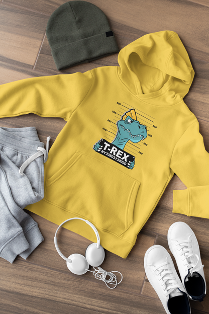 Cartoon Dinosaurier T-Rex Verbrecherfoto - Hochwertiger Mittelschwerer Fleece-Hoodie für Jugendliche - Weltweit Verfügbar - GL