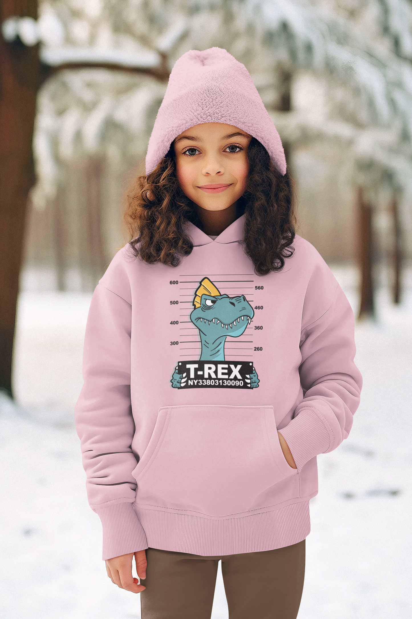 Kinder Hoodie Pullover Bio Baumwolle Hochwertig Langlebig - Cartoon Dinosaurier T-Rex Verbrecherfoto - Mini Cruiser Hoodie 2.0 ST/ST SH