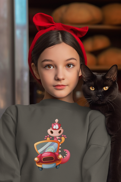 Cartoon Drache im Auto - Kinder Pullover Sweatshirt Mini Changer 2.0 ST/ST SH