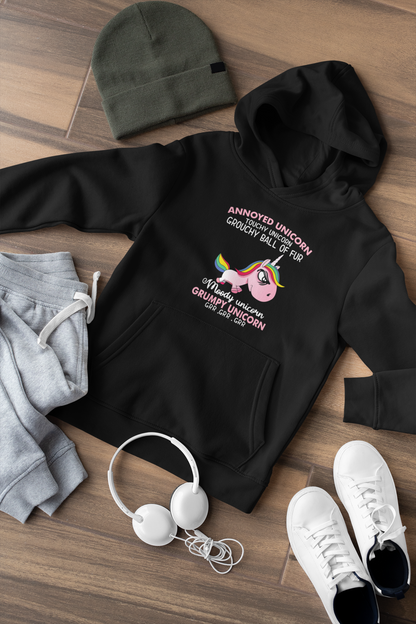 Cartoon Einhorn Grumpy Unicorn - Hochwertiger Mittelschwerer Fleece-Hoodie für Jugendliche - Weltweit Verfügbar - GL