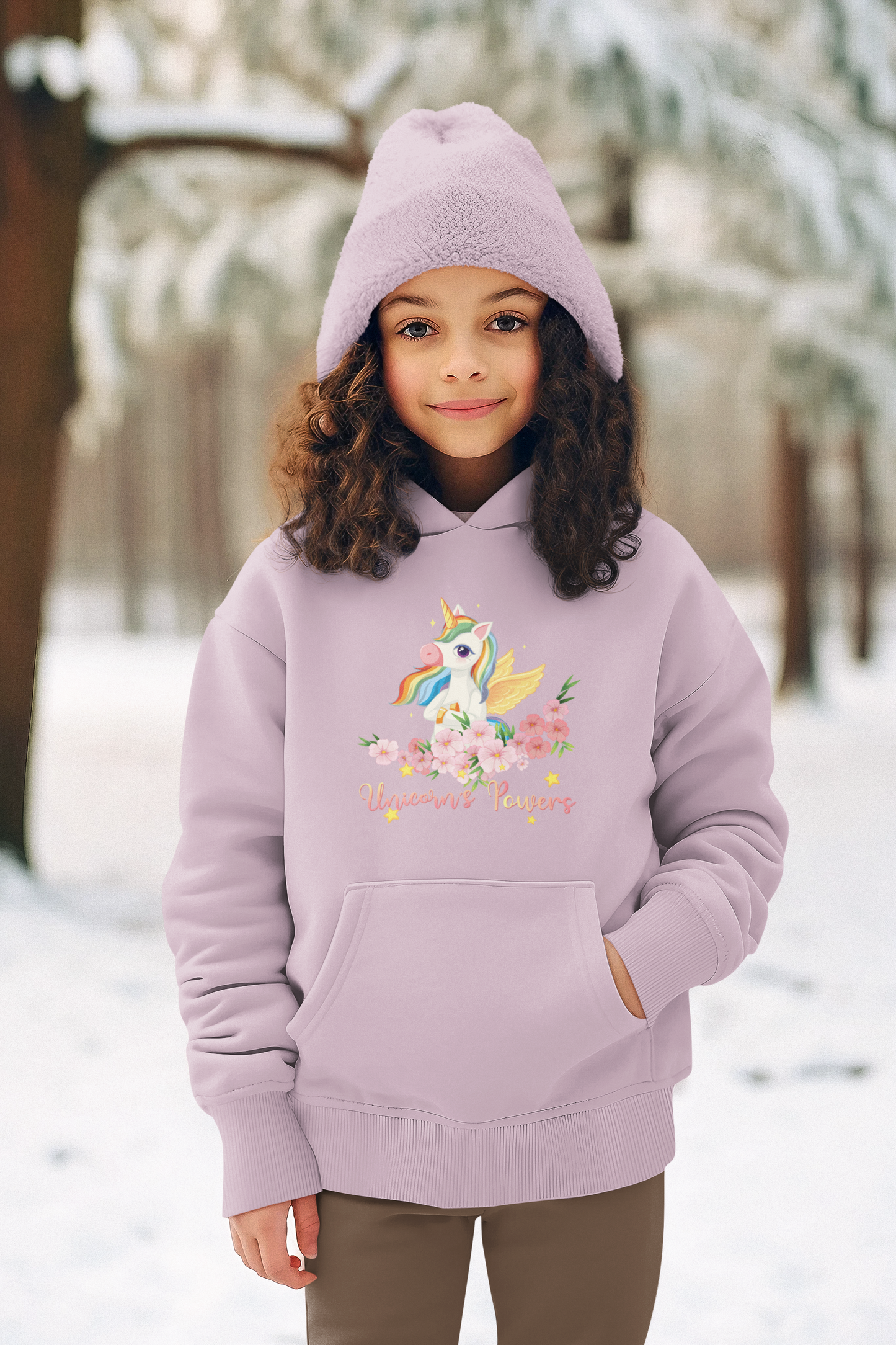 Hochwertiger Mittelschwerer Fleece-Hoodie für Jugendliche - Cartoon Einhorn Unicorn Power - Weltweit verfügbar - GL