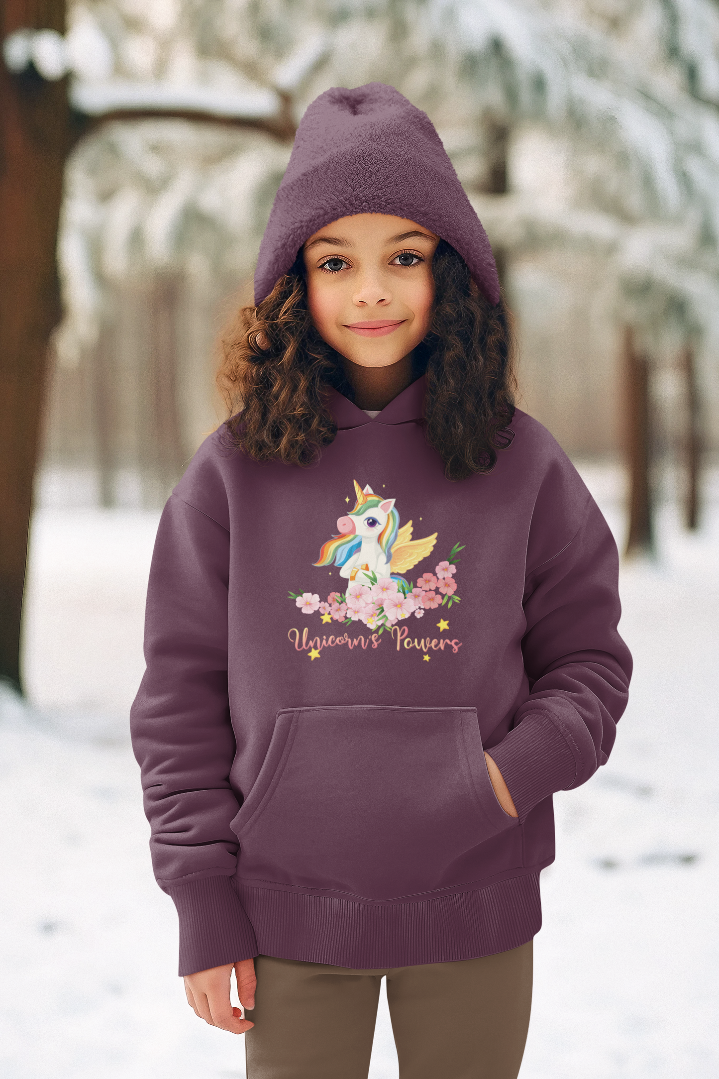 Hochwertiger Mittelschwerer Fleece-Hoodie für Jugendliche - Cartoon Einhorn Unicorn Power - Weltweit verfügbar - GL