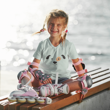 Cartoon Hunde Gesicht - Kinder T-Shirt Kurzarm-Shirt Bio Baumwolle Hochwertig Langlebig - Mini Creator 2.0 ST/ST SH