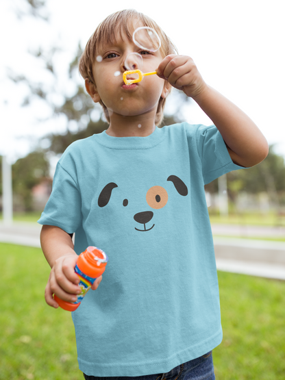 Cartoon Hunde Gesicht - Kinder T-Shirt Kurzarm-Shirt Bio Baumwolle Hochwertig Langlebig - Mini Creator 2.0 ST/ST SH