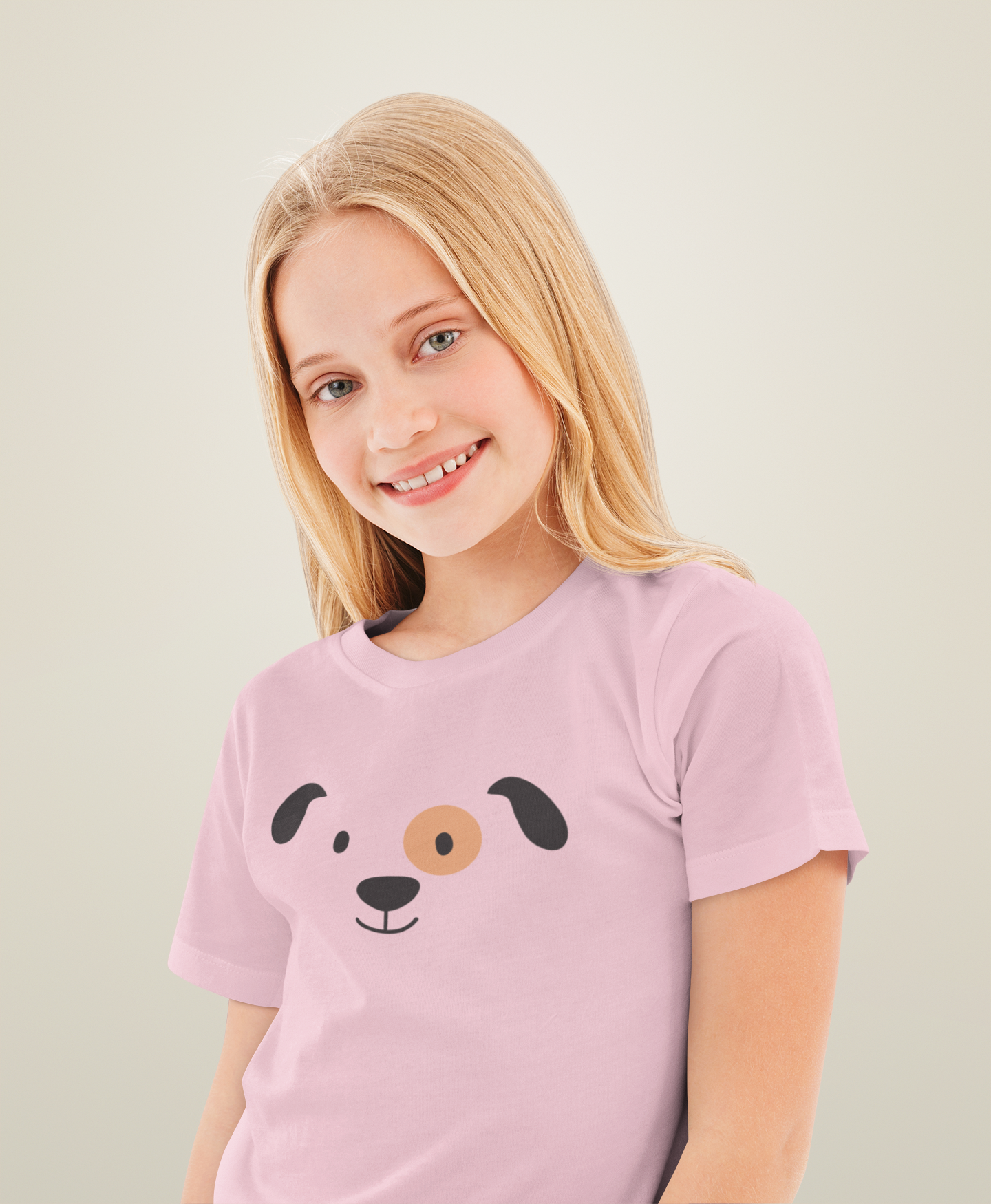 Kinder T-Shirt Kurzarm-Shirt Bio Baumwolle Hochwertig Langlebig - Cartoon Hunde Gesicht - Mini Creator 2.0 ST/ST SH