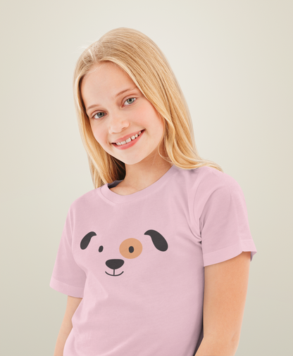Cartoon Hunde Gesicht - Kinder T-Shirt Kurzarm-Shirt Bio Baumwolle Hochwertig Langlebig - Mini Creator 2.0 ST/ST SH