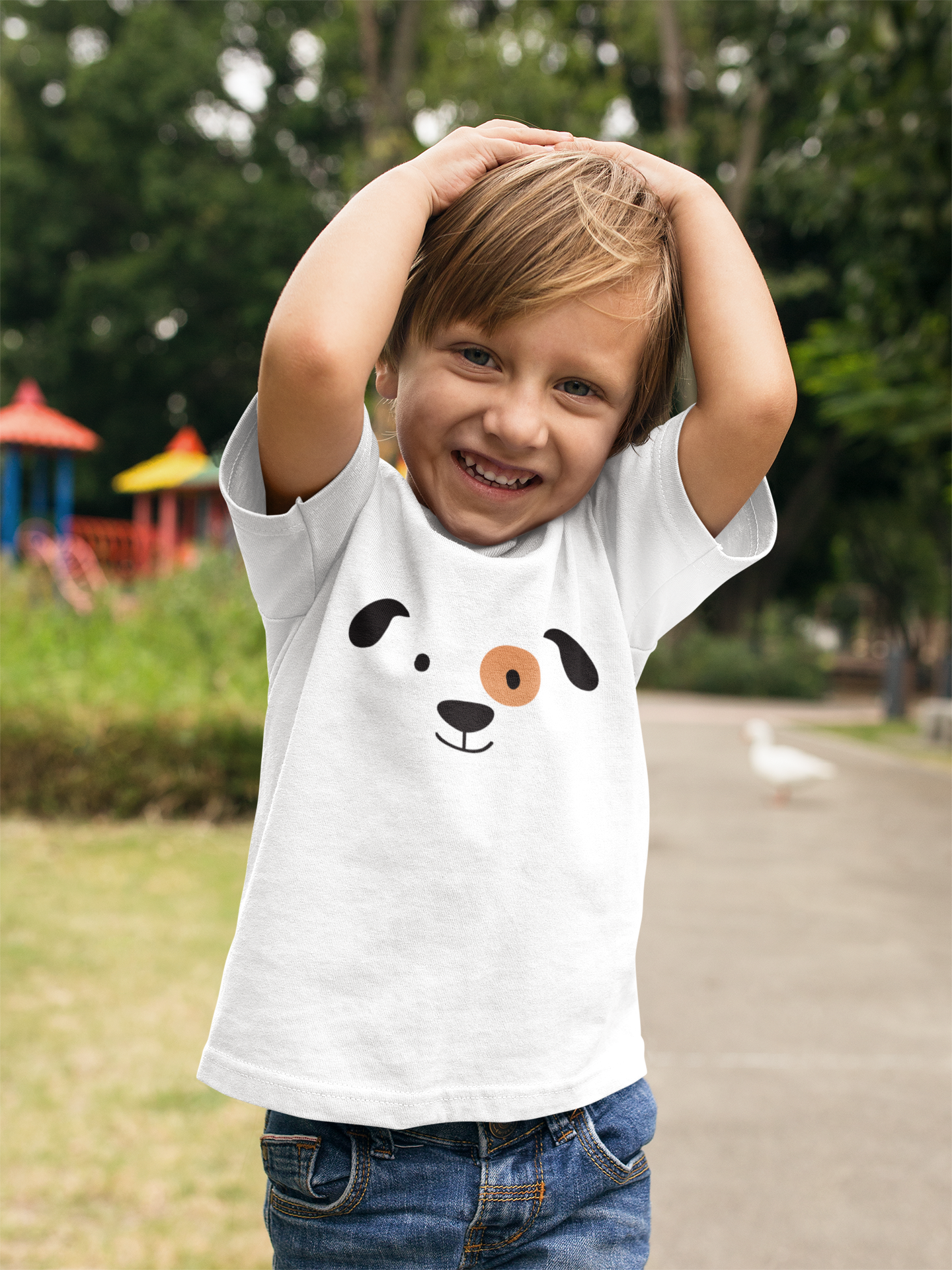 Kinder T-Shirt Kurzarm-Shirt Bio Baumwolle Hochwertig Langlebig - Cartoon Hunde Gesicht - Mini Creator 2.0 ST/ST SH