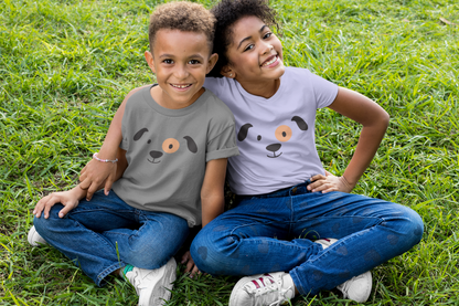 Cartoon Hunde Gesicht - Kinder T-Shirt Kurzarm-Shirt Bio Baumwolle Hochwertig Langlebig - Mini Creator 2.0 ST/ST SH