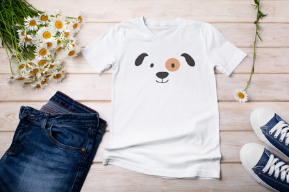 Cartoon Hunde Gesicht - Kinder T-Shirt Kurzarm-Shirt Bio Baumwolle Hochwertig Langlebig - Mini Creator 2.0 ST/ST SH