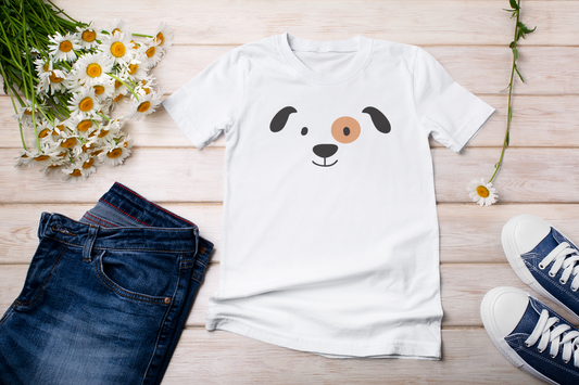 Kinder T-Shirt Kurzarm-Shirt Bio Baumwolle Hochwertig Langlebig - Cartoon Hunde Gesicht - Mini Creator 2.0 ST/ST SH