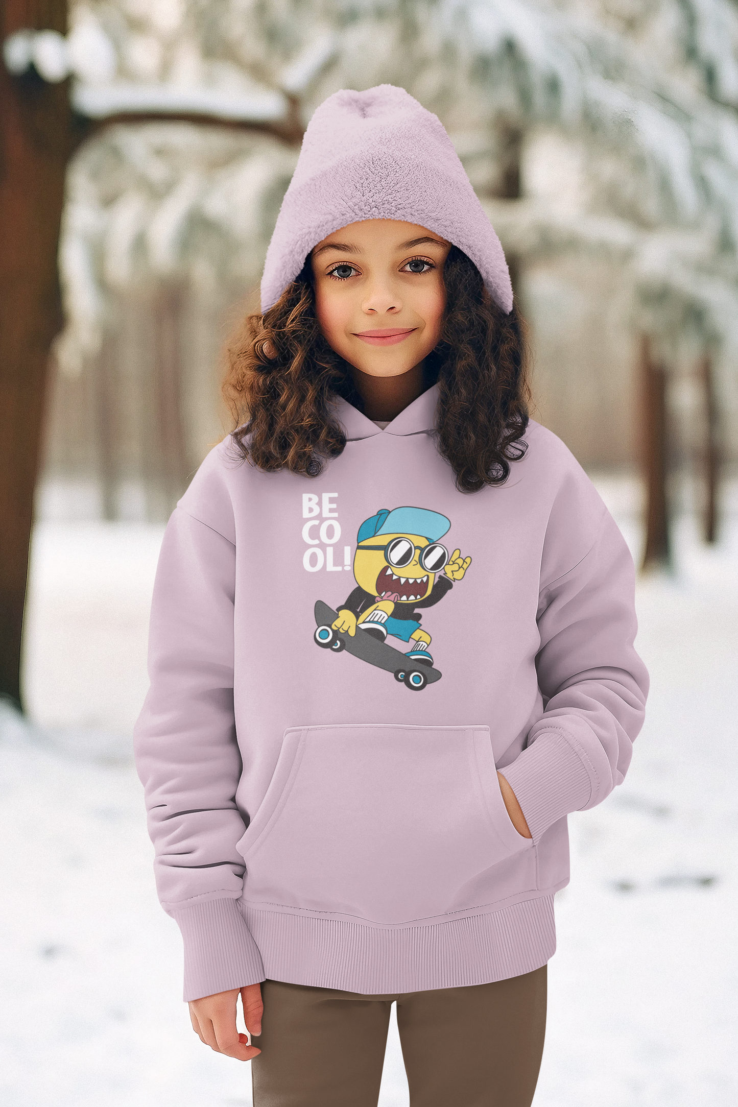 Hochwertiger Mittelschwerer Fleece-Hoodie für Jugendliche - Cartoon Little Monster Be Cool Skater - Weltweit verfügbar - GL