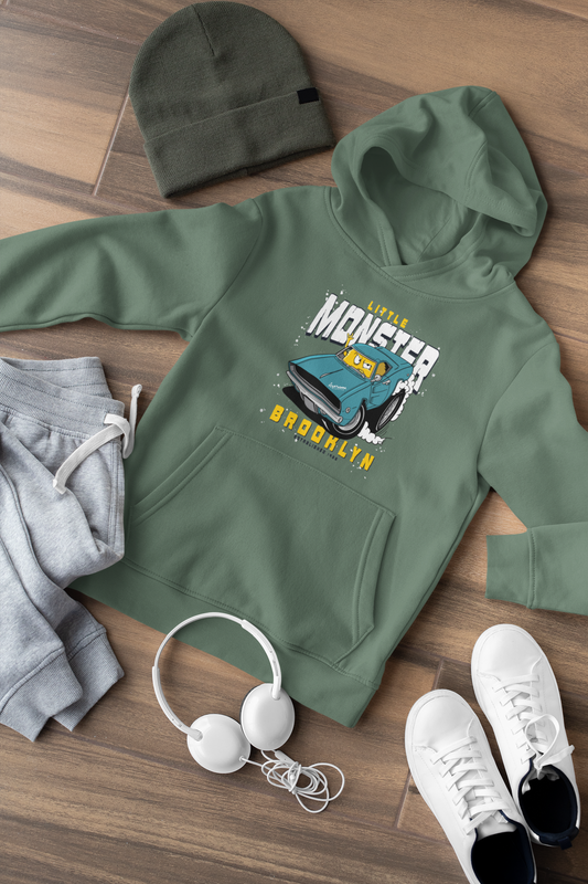 Hochwertiger Mittelschwerer Fleece-Hoodie für Jugendliche - Cartoon Little Monster Brooklyn - Weltweit verfügbar - GL