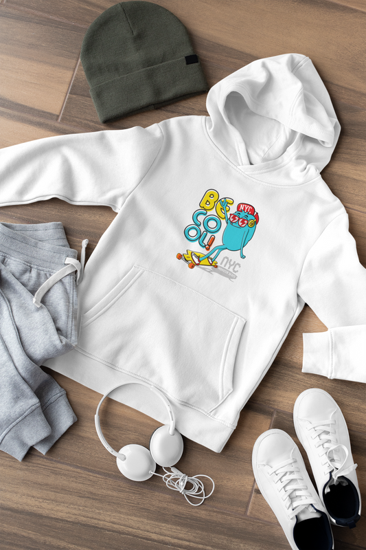 Hochwertiger Mittelschwerer Fleece-Hoodie für Jugendliche - Cartoon Little Monster Skate NYC Be cool - Weltweit verfügbar - GL