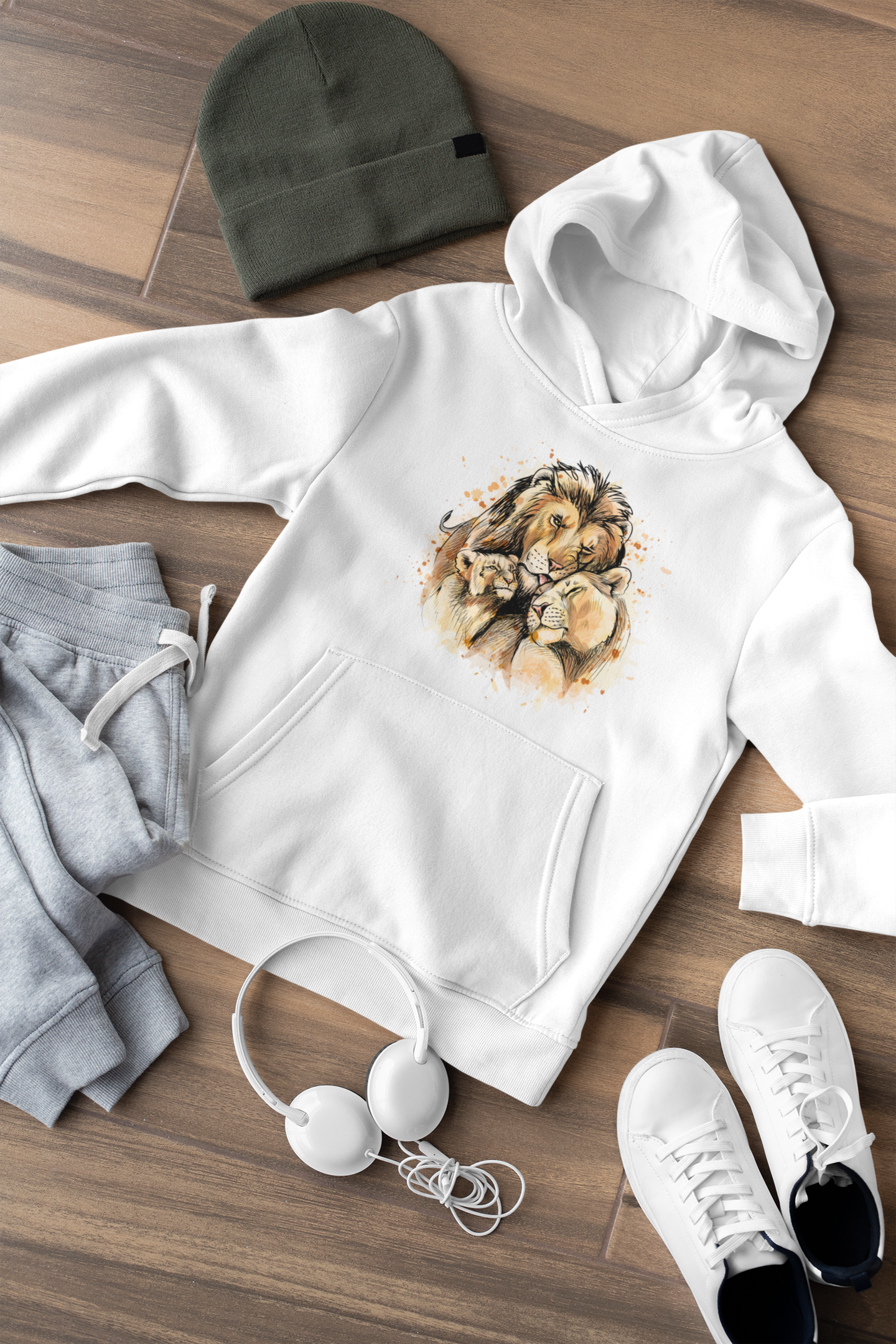 Kinder Hoodie Pullover Bio Baumwolle Hochwertig Langlebig - Cartoon Löwen Familie Love - Mini Cruiser Hoodie 2.0 ST/ST SH