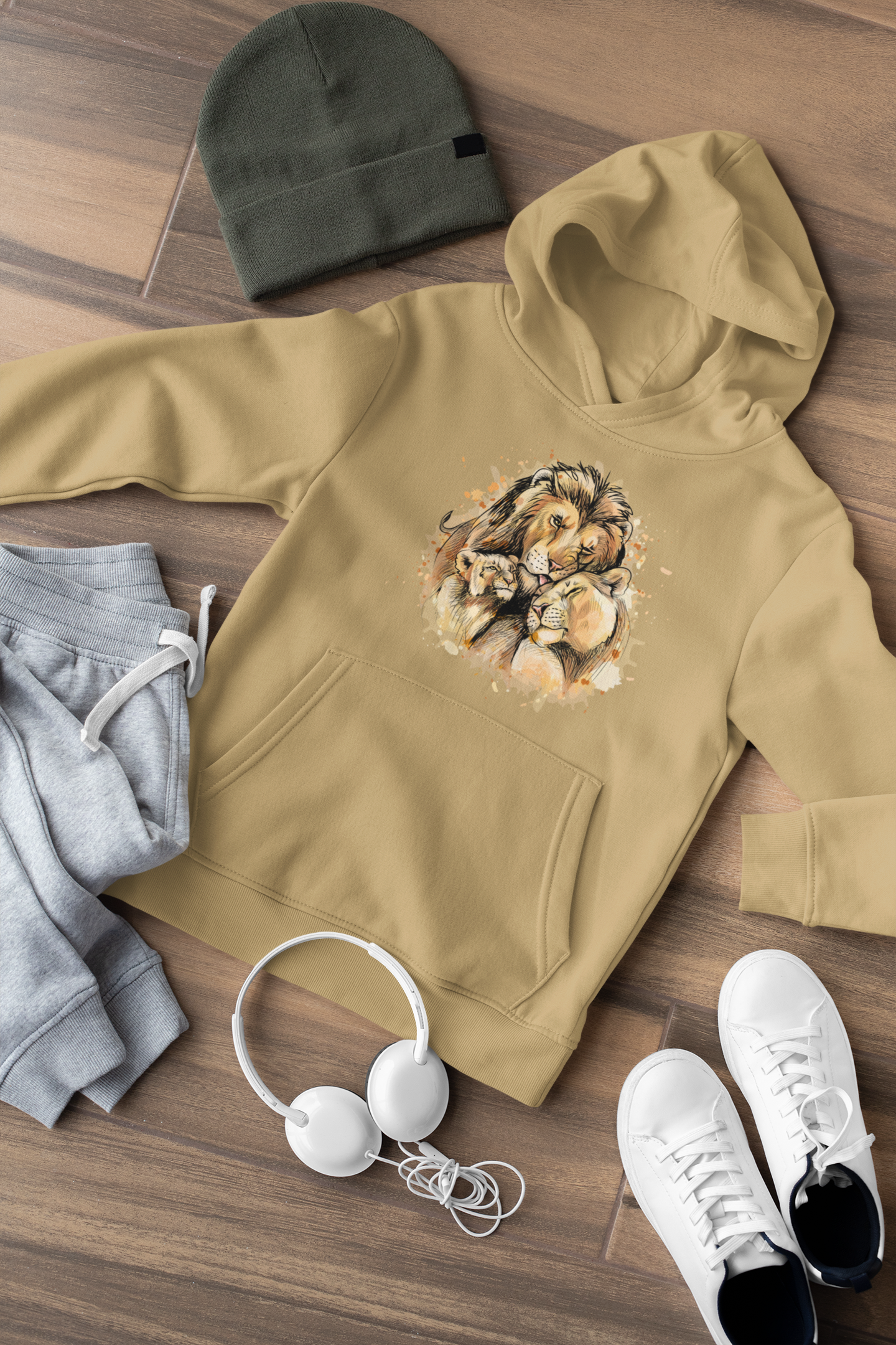 Kinder Hoodie Pullover Bio Baumwolle Hochwertig Langlebig - Cartoon Löwen Familie Love - Mini Cruiser Hoodie 2.0 ST/ST SH