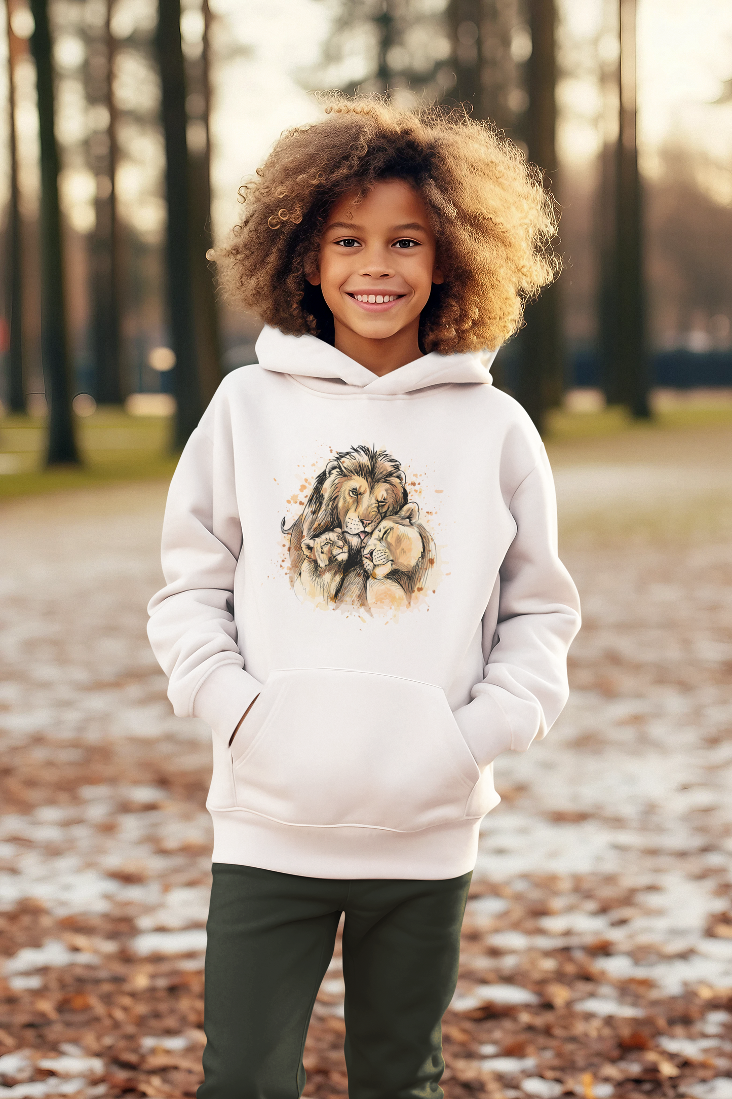 Kinder Hoodie Pullover Bio Baumwolle Hochwertig Langlebig - Cartoon Löwen Familie Love - Mini Cruiser Hoodie 2.0 ST/ST SH