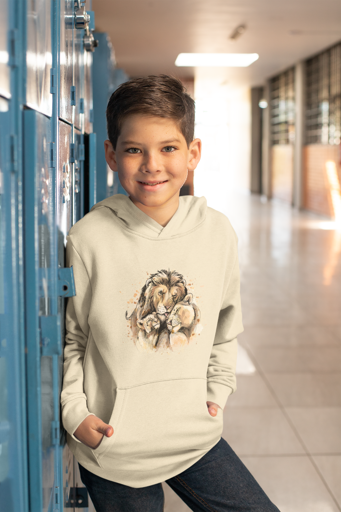 Kinder Hoodie Pullover Bio Baumwolle Hochwertig Langlebig - Cartoon Löwen Familie Love - Mini Cruiser Hoodie 2.0 ST/ST SH